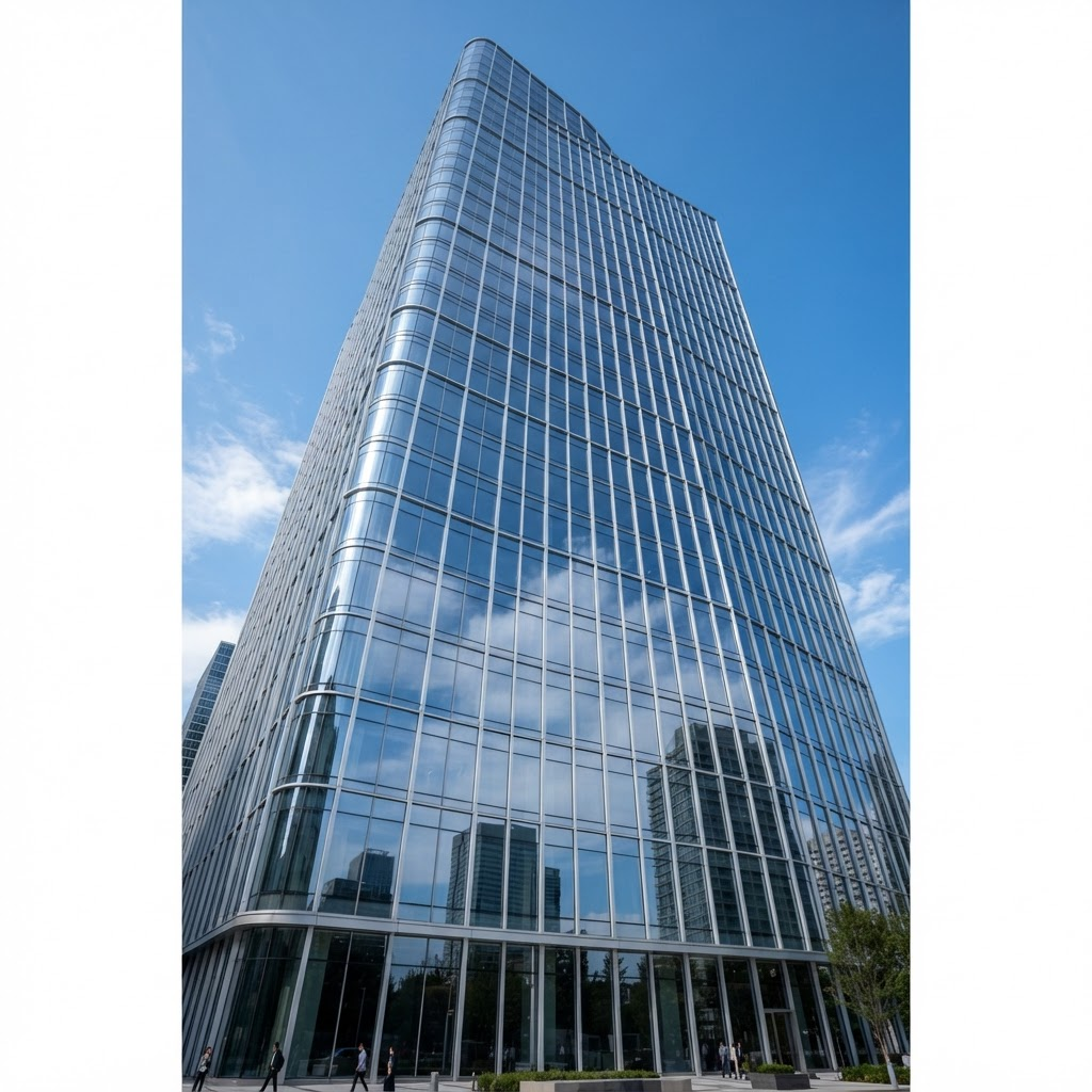 Modern office building glass curtain wall facade